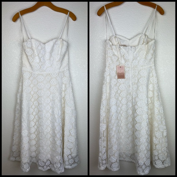 Champagne and Strawberry Crochet Lace Dress - Picture 6 of 9